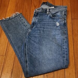 Hudson Jeans Distressed Ankle Jeans in Blue